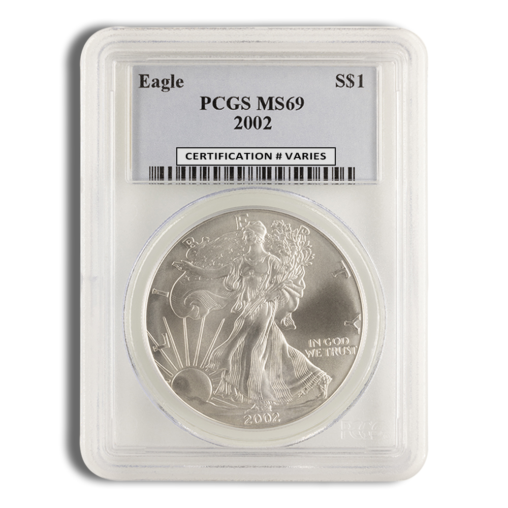 2002 Silver Eagle PCGS MS69