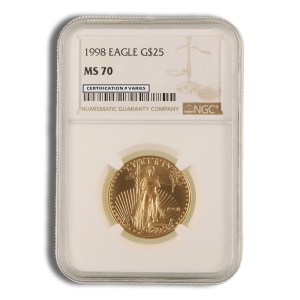1998 1/2 oz Gold Eagle $25 NGC MS70