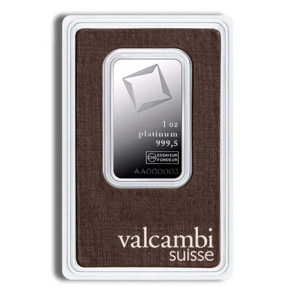 1 oz Platinum Bar - Valcambi (Carded)