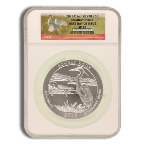 2015-P 5 oz America The Beautiful Silver Bombay Hook Silver Coin NGC SP70