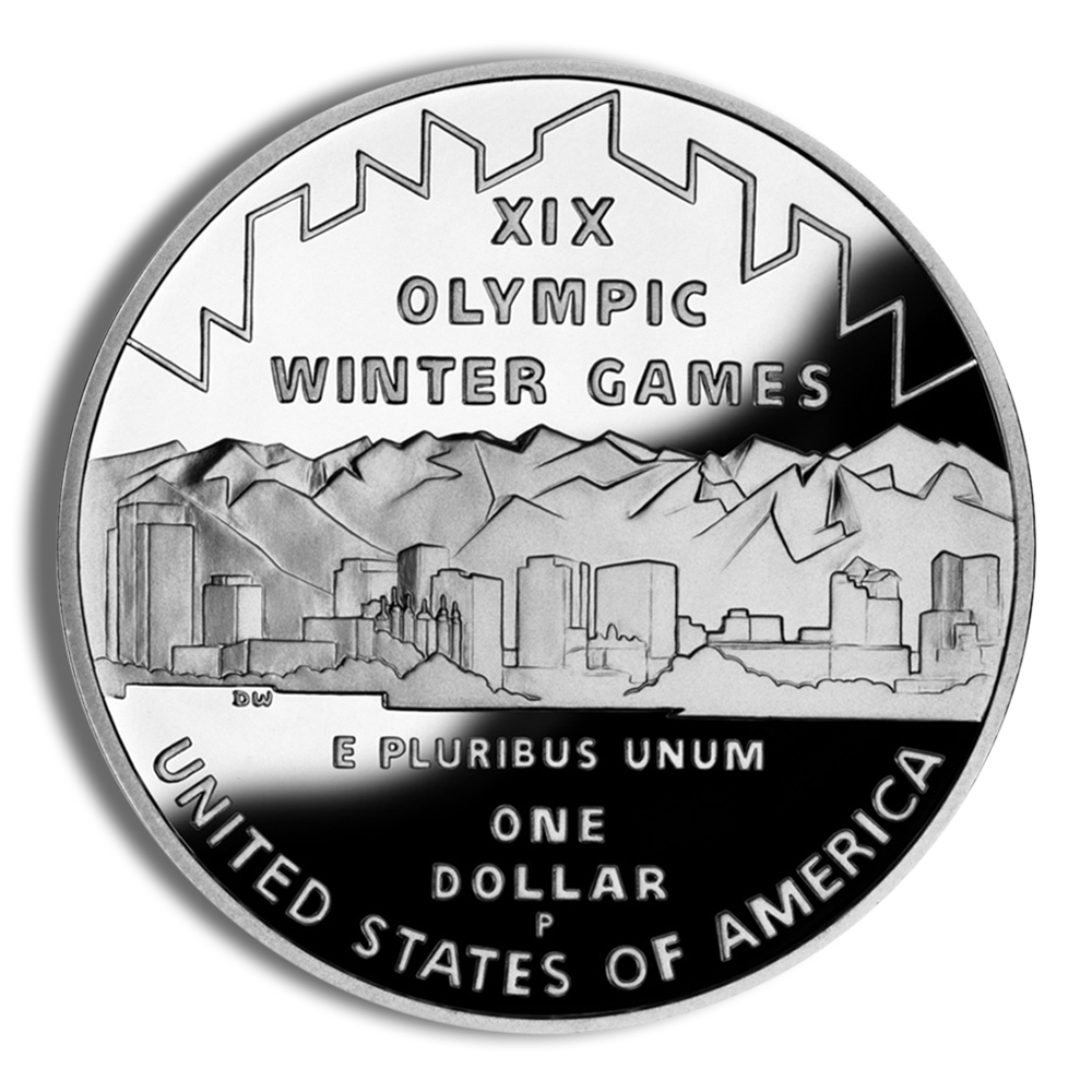 2002-P $1 SLC Winter Olympics Silver Commemorative - Proof - Image 2