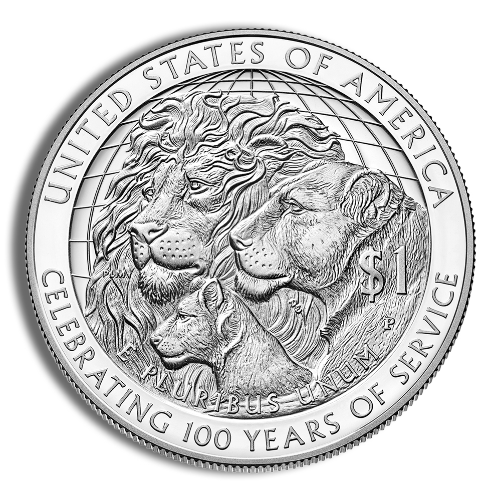 2017-P $1 Lions Club Centennial (Melvin Jones) Silver Commemorative - Proof - Image 2