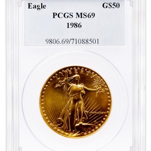 1986 1 oz Gold Eagle $50 PCGS MS69