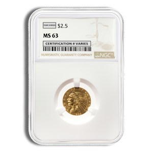 $2.5 Gold Indian Quarter Eagle - NGC MS63