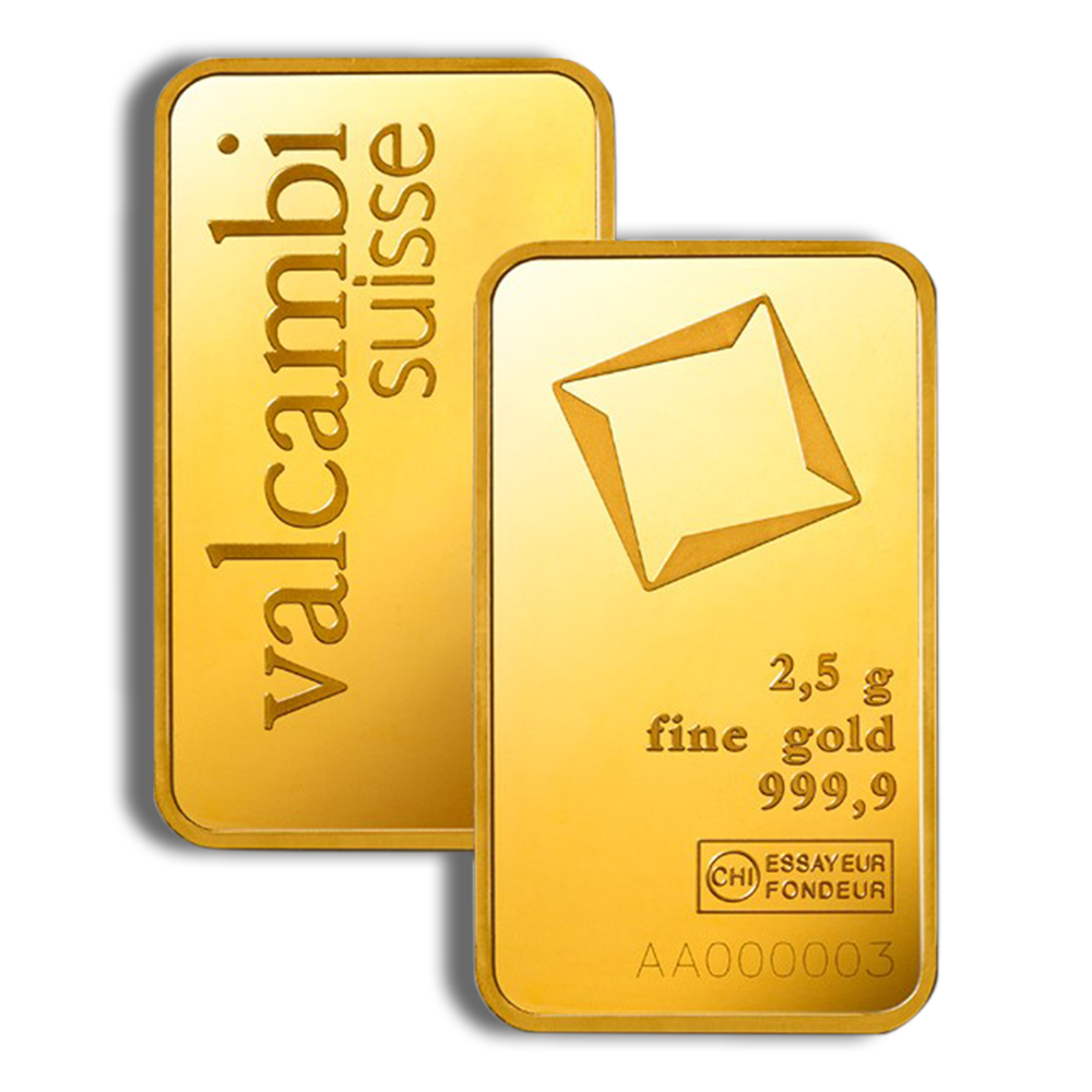 2.5 gram Gold Bar - Valcambi in gold subscriptions