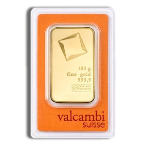 100 gram Gold Bar - Valcambi (Carded)