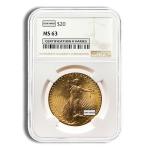 $20 Gold Saint-Gaudens Double Eagle - NGC MS63
