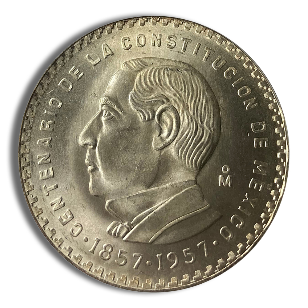 1957 Mexico 5 Pesos Constitution Silver Coin (BU)