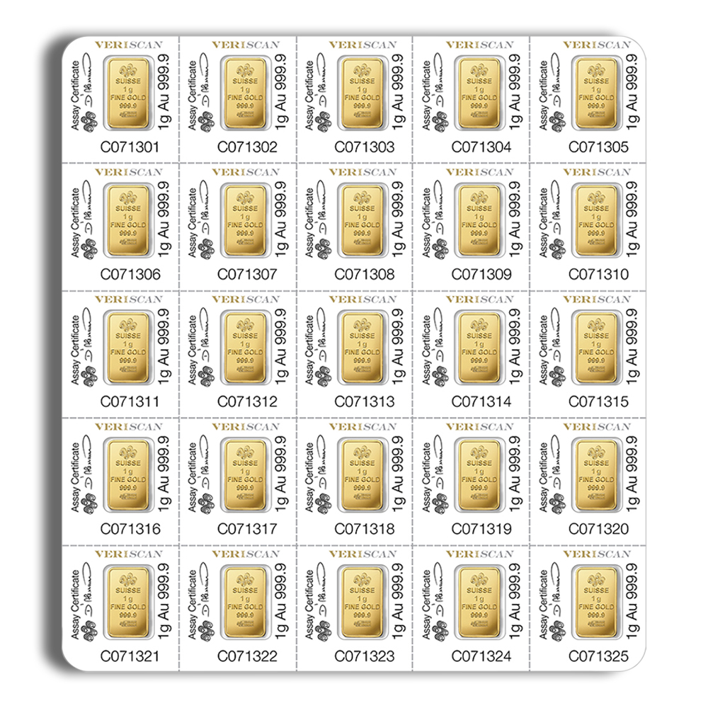 25 x 1 g Gold Bar - PAMP Multigram Gold Bar (Carded) - Image 2