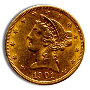 $5 Gold Liberty Half Eagle - AU