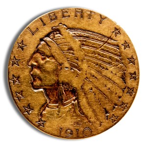 $5 Gold Indian Half Eagle - Cleaned/Low Grade