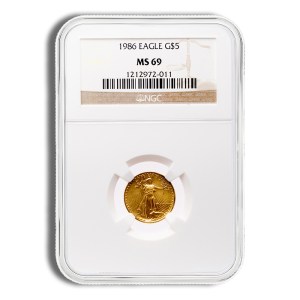 1986 1/10 oz Gold Eagle $5 NGC MS69