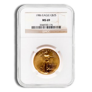 1986 1/2 oz Gold Eagle $25 NGC MS69