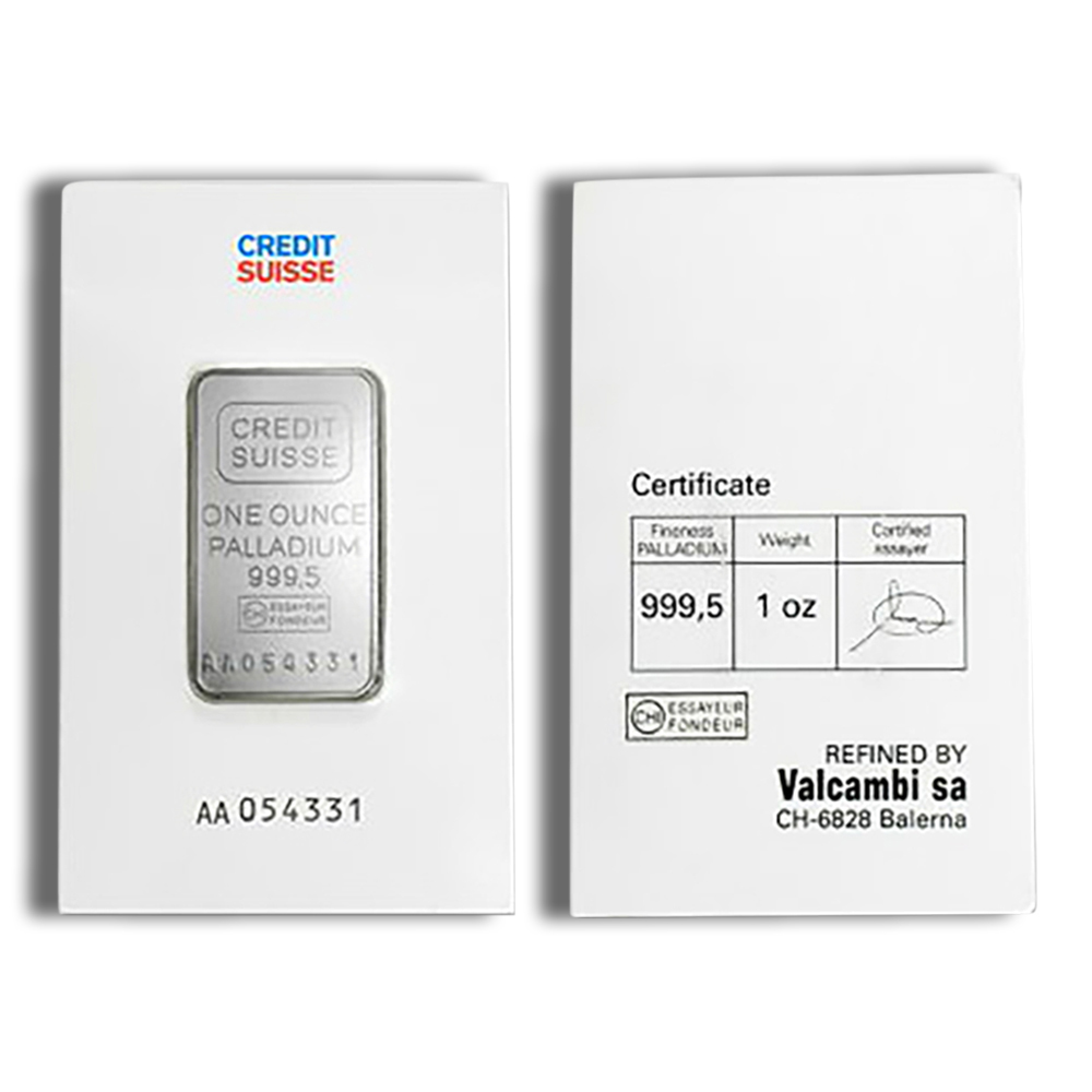1 oz Palladium Bar - Credit Suisse (Carded)