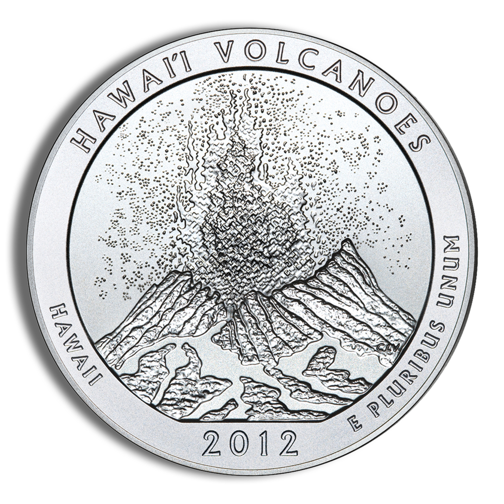 2012 5 oz America The Beautiful Silver Hawaii Volcanoes Silver Coin - BU - Image 2