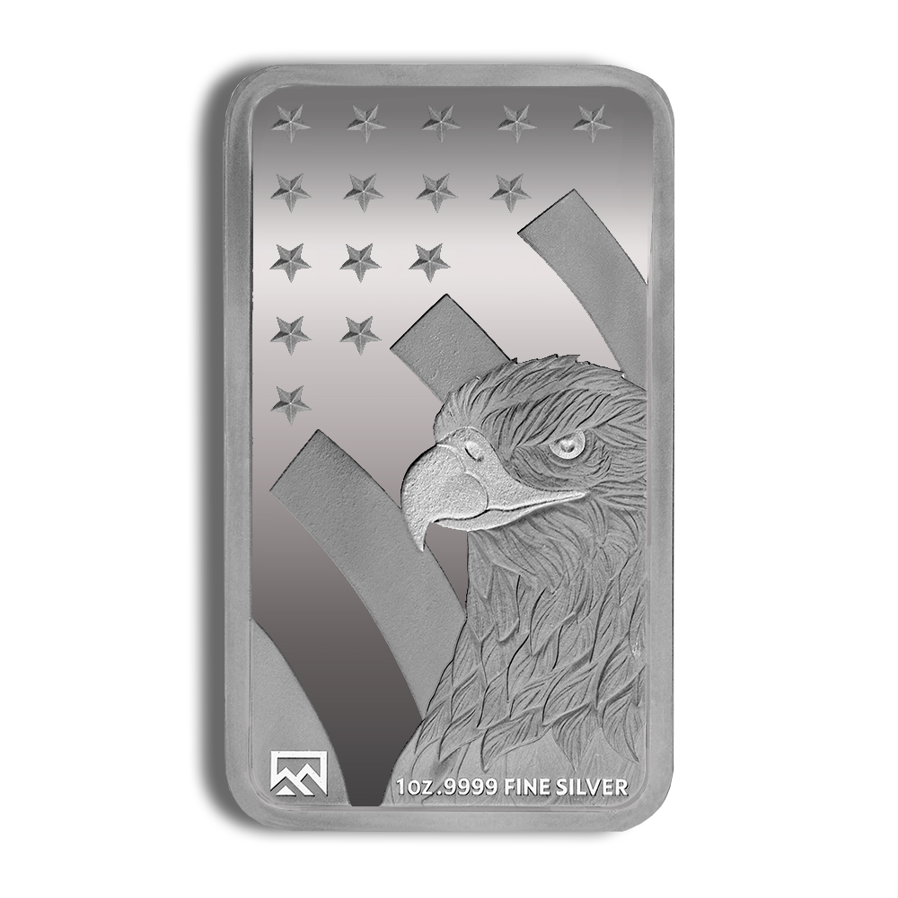1 Oz SilverTowne Silver Bar | American Flag Design | .999 Fine Silver, Sealed