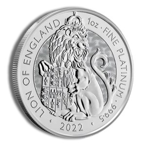 2022 1 oz Great Britain Tudor Beast Platinum Coin - Lion of England