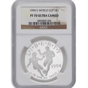 1994-S $1 World Cup Silver Commem - NGC PF70