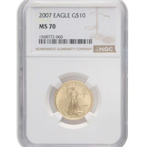 2007 1/4 oz Gold Eagle $10 NGC MS70