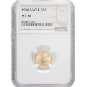 1996 1/10 oz Gold Eagle $5 NGC MS70