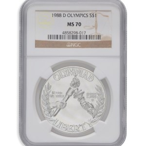 1988-D $1 Olympic Silver Commem - NGC MS70