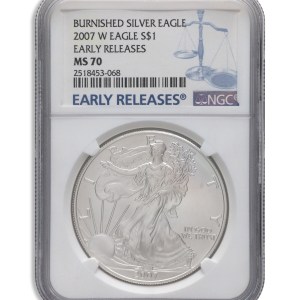 2007-W Burnished Silver Eagle NGC MS70 ER