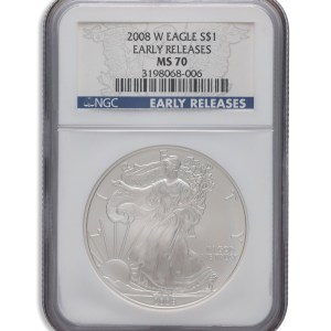 2008-W Burnished Silver Eagle NGC MS70 ER