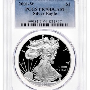 2001-W Proof Silver Eagle PCGS PR70