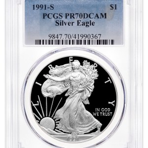 1991-S Proof Silver Eagle PCGS PR70