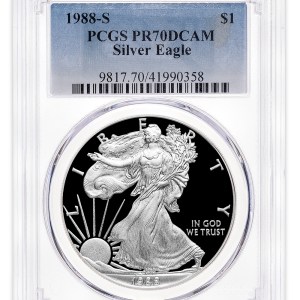1988-S Proof Silver Eagle PCGS PR70