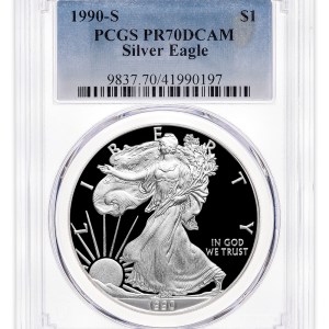1990-S Proof Silver Eagle PCGS PR70